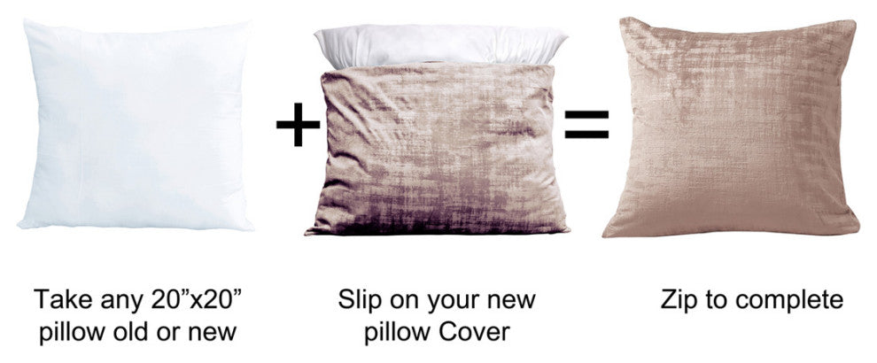 Velvet 2 Piece Euro Pillow Cover Set, Tapioca, 2 Piece, 26"x26"