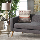 Fringed Boho Chic Cotton Throw Pillow, 18" x 18"