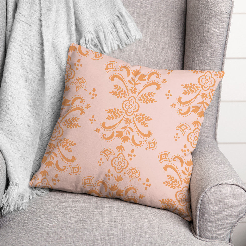 Blue Floral Crest 18x18 Spun Poly Pillow