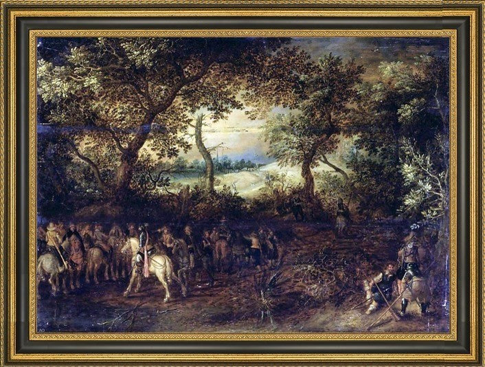 David Vinckboons An Officer Preparing His Troops for an Ambush Print, 16"x24"