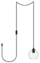 Charlotte 1-Light Black and Clear Glass Plug-In Pendant