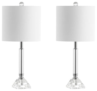 Dana 19.5" Crystal Column and Metal LED Table Lamp, Clear