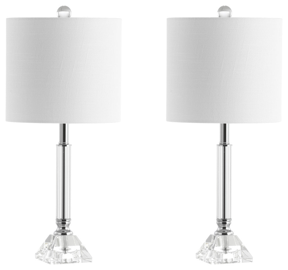 Dana 19.5" Crystal Column and Metal LED Table Lamp, Clear