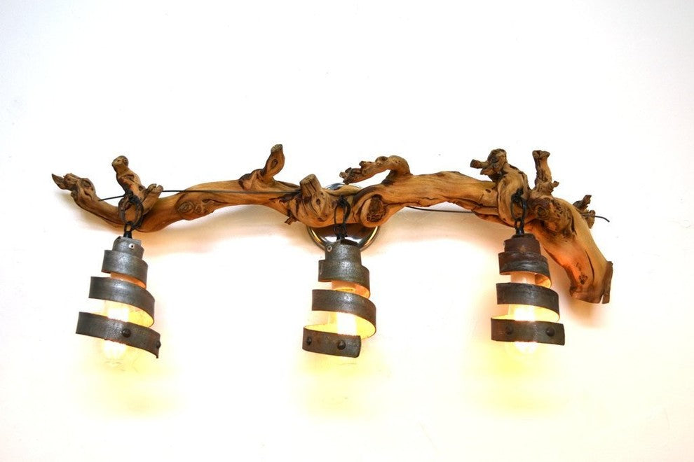 Grapevine and Wine Barrel Ring Vanity Light - Arneis - made from CA wine barrels
