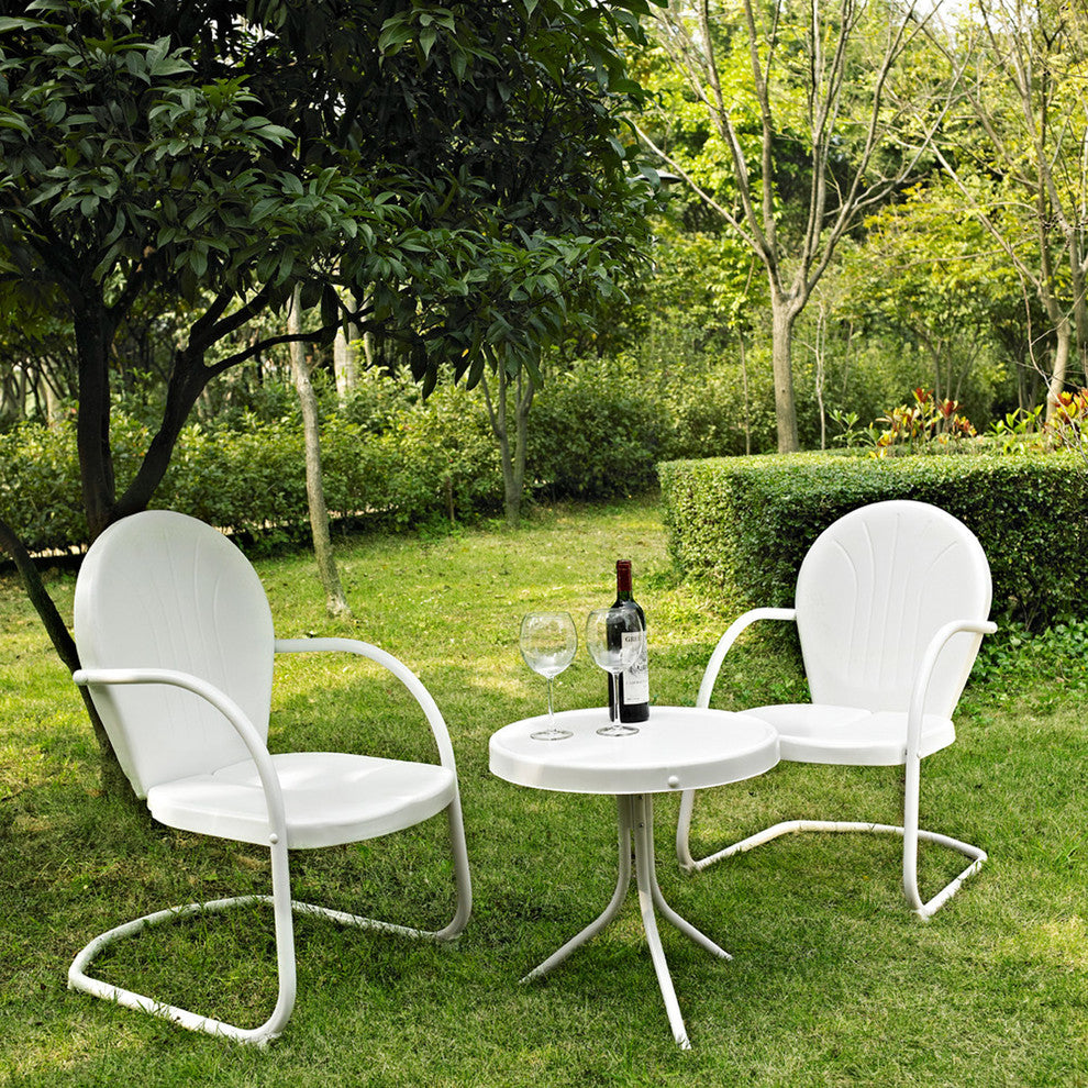 Griffith 3-Piece Metal Outdoor Conversation Seating Set, White