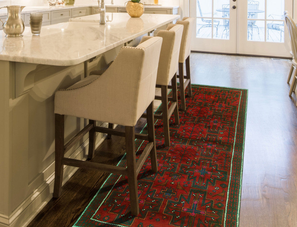 Fine Vintage Distressed Laylah Red/Ivory Runner, 4'0x10'3