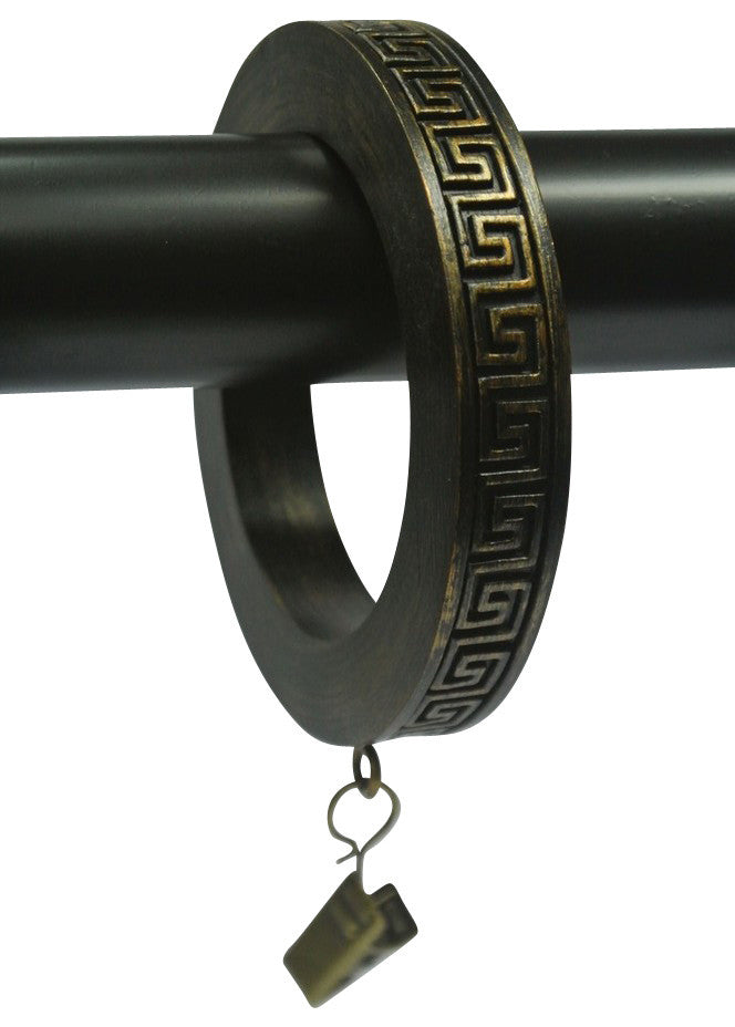 2 1/2" Greek Key Designer Curtain Rings, Burnt Gold, Set of 4