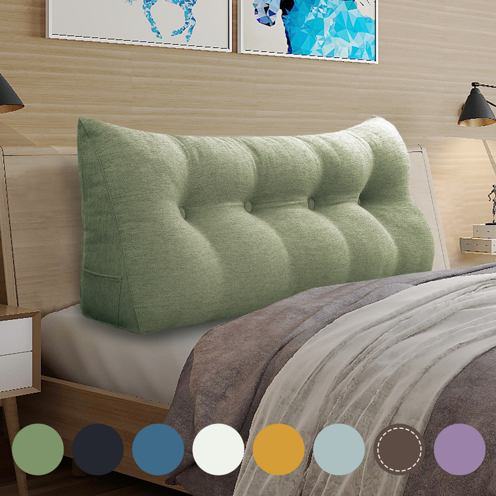 WOWMAX Backrest Wedge Reading Pillow Headboard Linen Blend Lime Green, 54x20x8