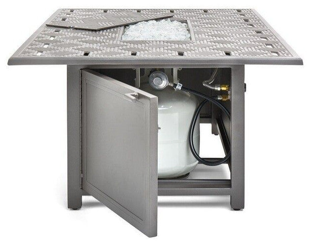 Merge 36" x 52" Fire Table With Clear Glass Fire Media, Coastal Mist