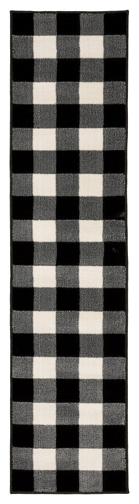 2' X 8' Monochromatic Gingham Pattern Indoor Runner Rug