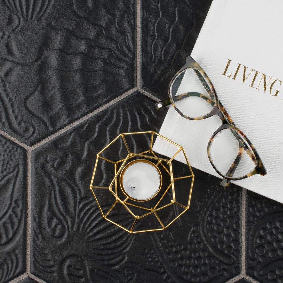 Gaudi Hex Porcelain Floor and Wall Tile, Black