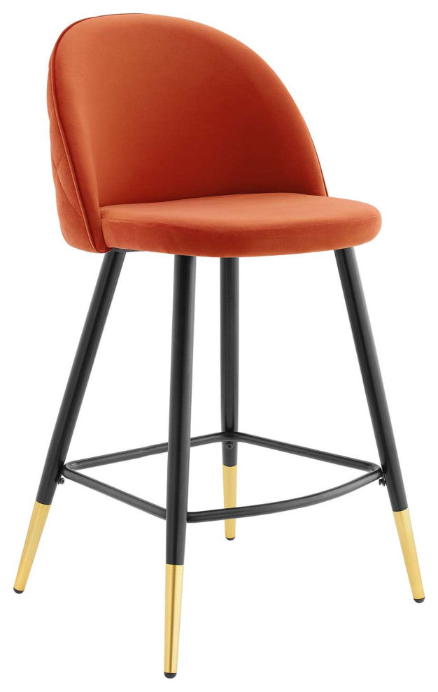 Cordial Performance Velvet Counter Stools Set of 2 Orange