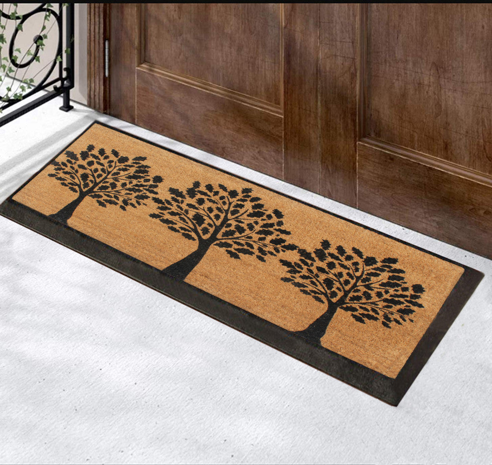 A1HC Designer Hand-Crafted Rubber Coir Double-Single Door Mat, 24"x48"