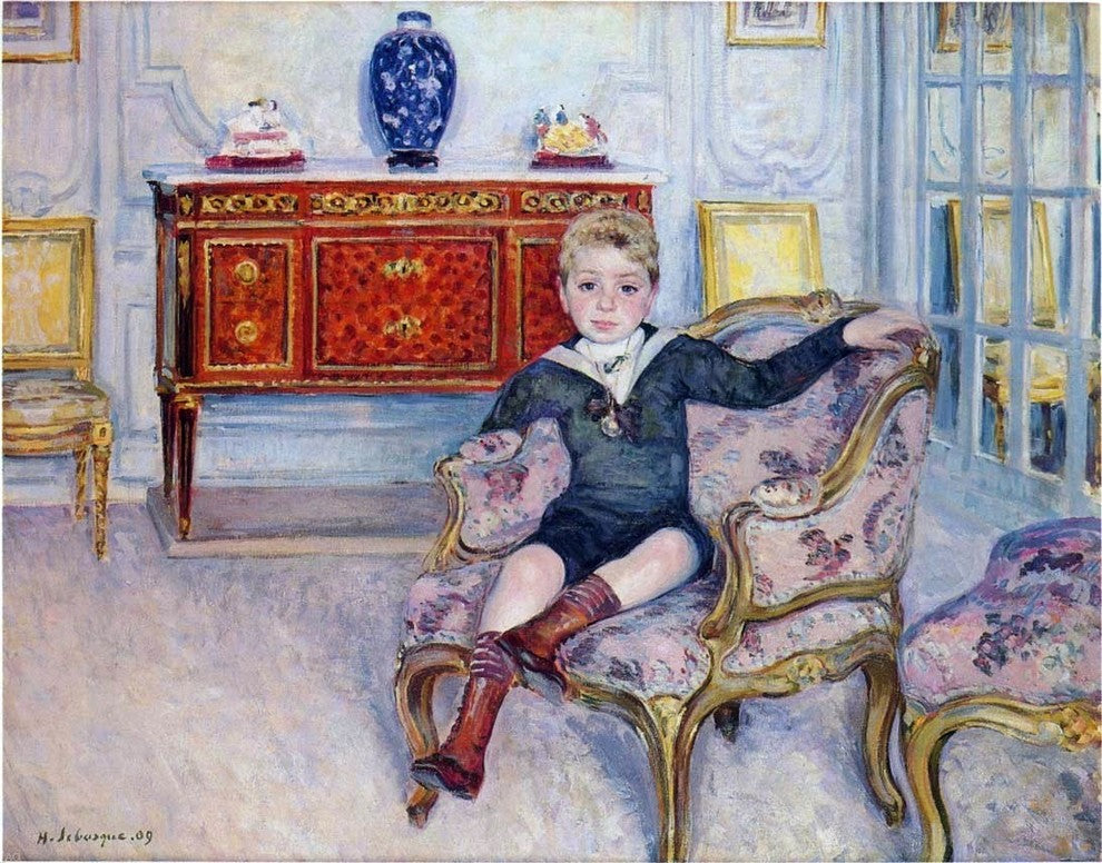 Henri Lebasque A Young boy in an interior, 21"x28" Gallery Wrapped Canvas