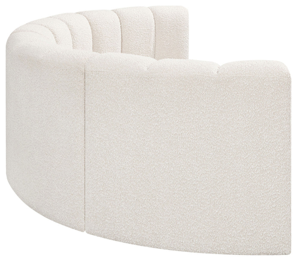 Arc Boucle Fabric Upholstered 4-Pc. Inward Curved Modular Sectional, Cream