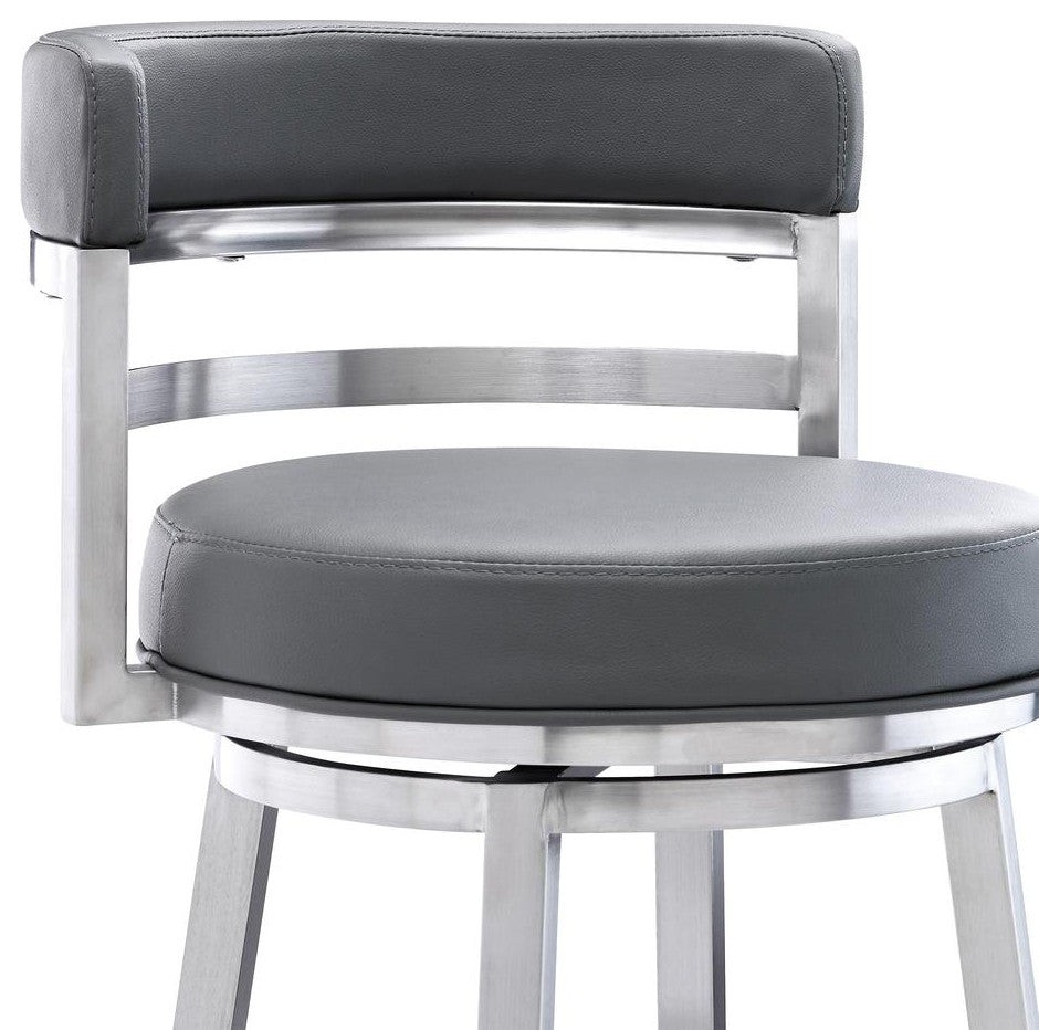 Madrid Contemporary 26" Counter Height Barstool in Brushed SS Finish