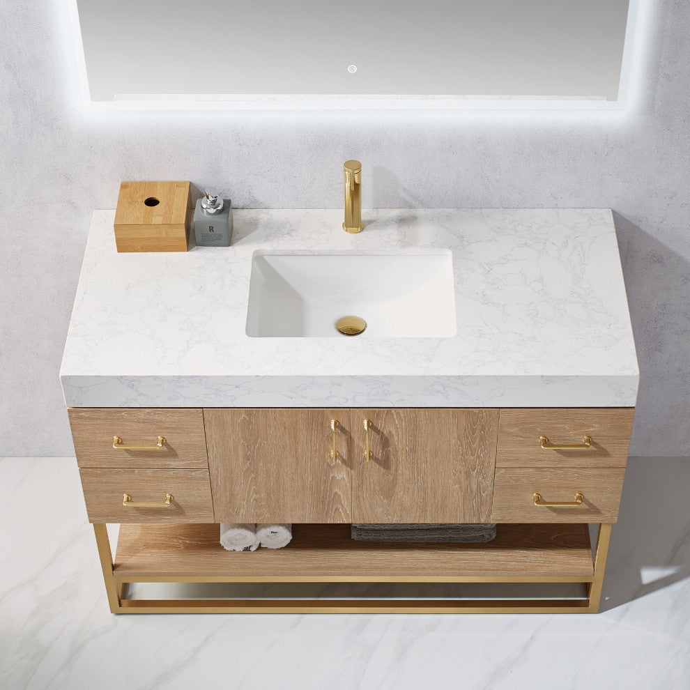 Alistair Vanity, North American Oak, 48 Inch, With Mirror