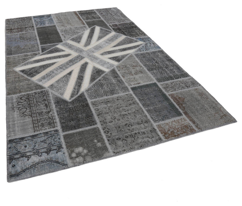 Rug N Carpet - Handwoven Turkish 6' 7'' x 9' 10'' Flag Patchwork Rug