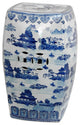 18" Square Landscape Blue and White Porcelain Garden Stool