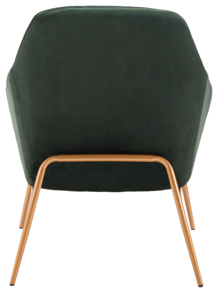 Forest Green Velvet and Gold Chair