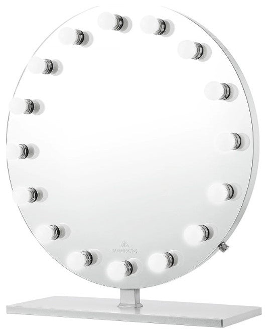 Monarch Plus Vanity Mirror, Silver, Led Globe Bulbs