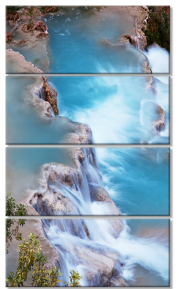 Stunning Aerial View of Havasu River, Landscape Canvas Art, 28"x48", 4 Panels