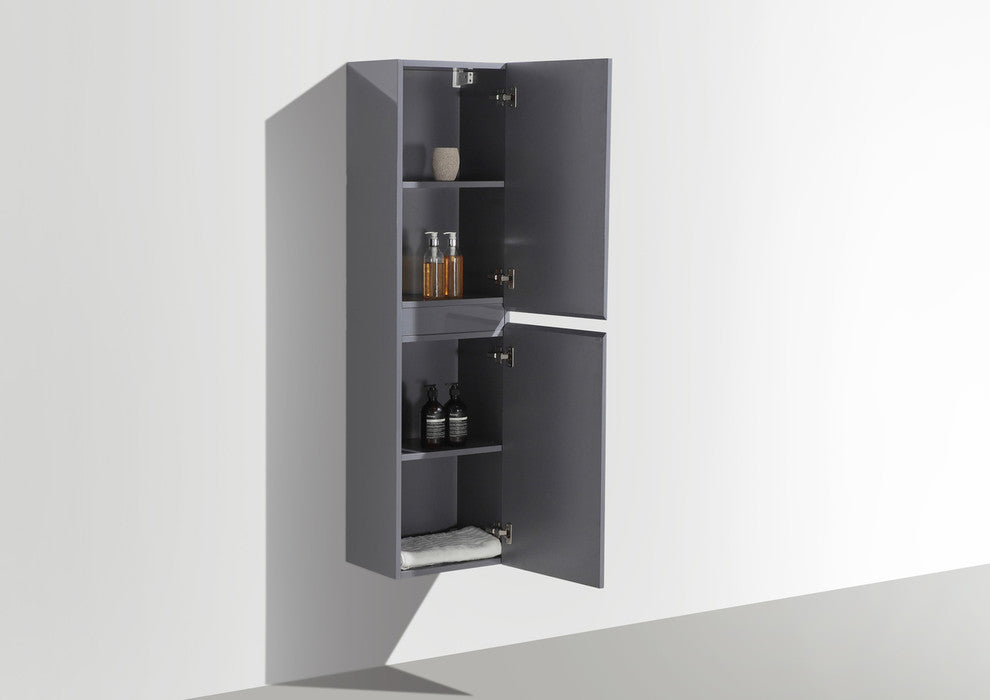 Mob Bathroom Linen Cabinet With 2 Storage Areas, Gloss Gray