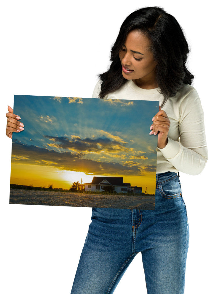 Sunset at Bowers Landscape Photo, Coastal Unframed Wall Art Print, 12" X 16"