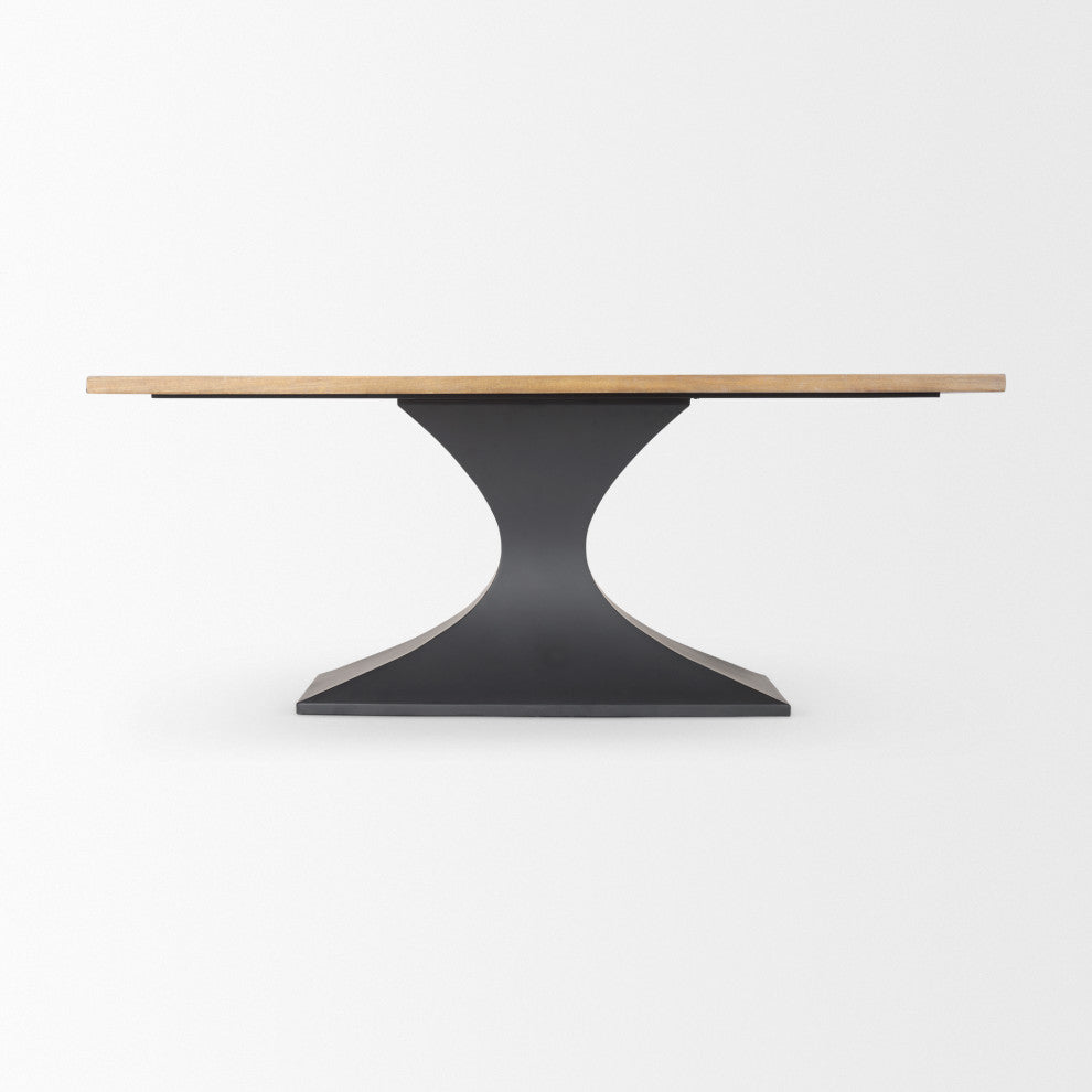 Maxton Light Brown Wood With Black Metal Dining Table