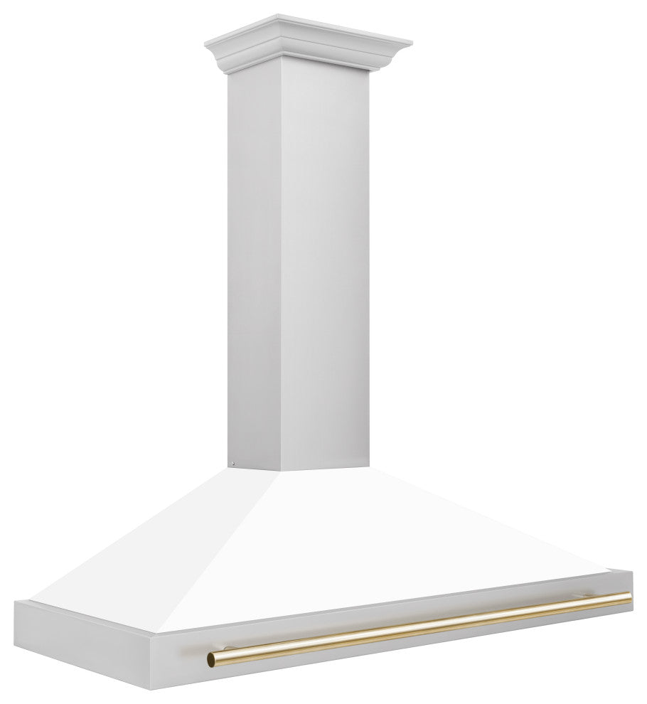 ZLINE 48" ZLINE Stainless Steel Hood With White Matte Shell KB4STZ-WM48-G