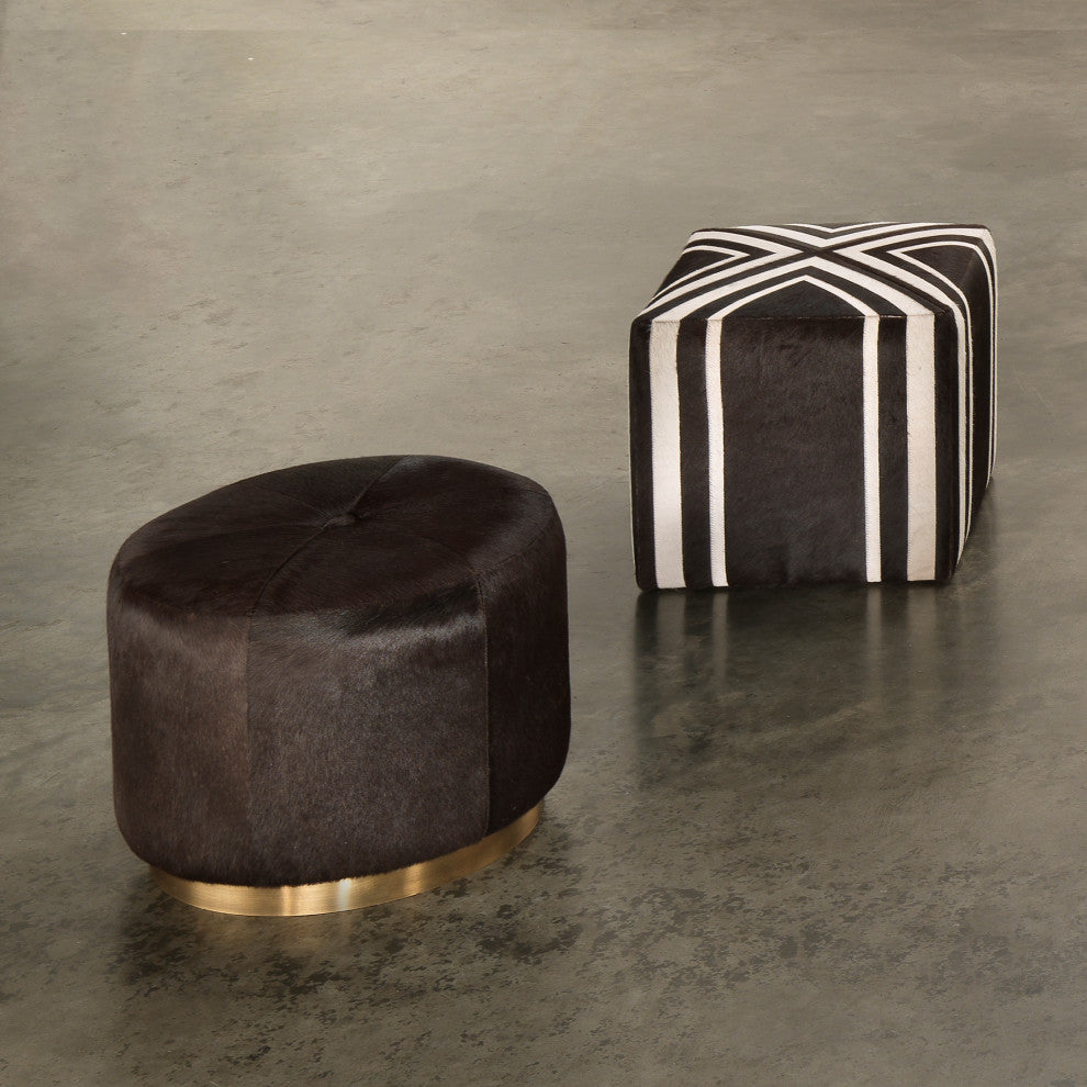 Thackery Hide On Roud Pouf, Small, Brown