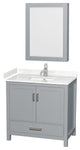 36"SGL Bathroom Vanity Gray, Carrara Cult. Marble Countertop, Sink, Med. Cabinet