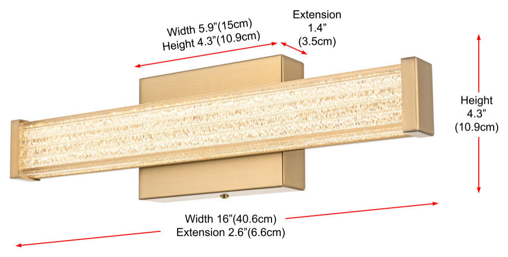 Home Living 16" Led Wall Sconce, Satin Gold