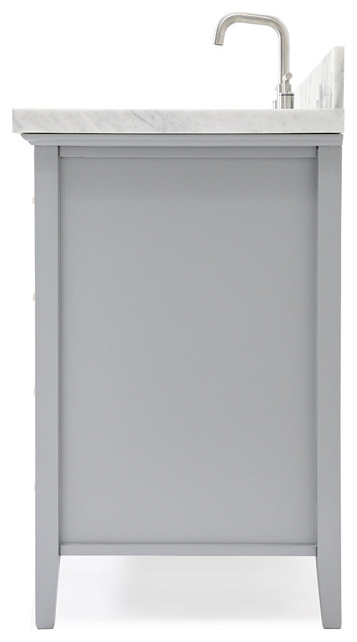 Kensington 49" Bath Vanity Rectangle Sink in Grey With Carrara Marble Top