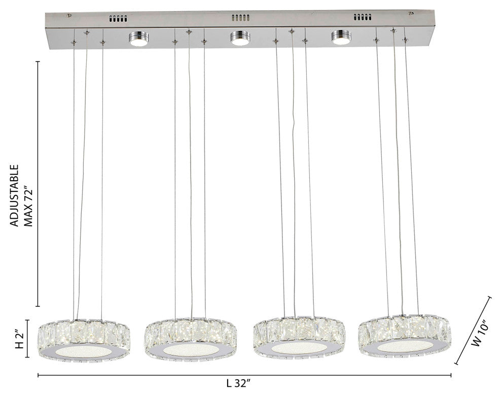 Bethel International FT15-4 7-Light LED Island Lighting, Chrome