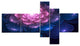 Fractal Flower Pink and Blue, Floral Art Canvas Print, 60"x32", 5 panels