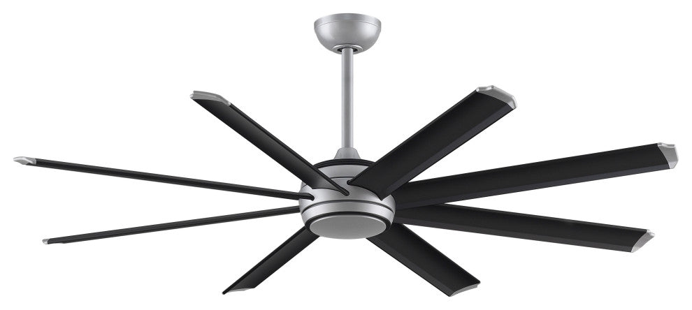 Stellar Ceiling Fan, Silver Motor and Black Blades, 64"