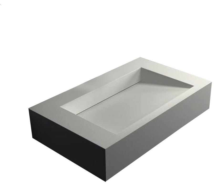 ADM Rectangular Wall Mounted Sink, White, 24", Matte White