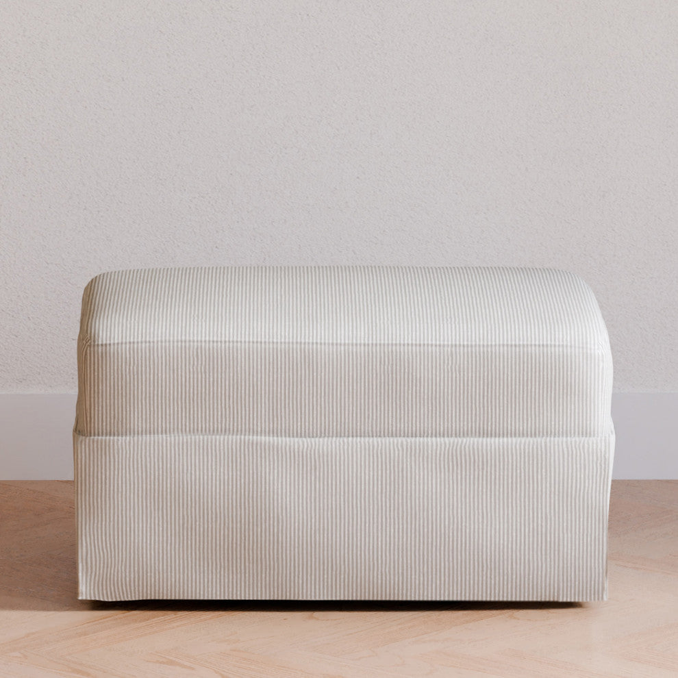 Crawford Gliding Ottoman, Fog Chatham Stripe Performance Eco-Weave