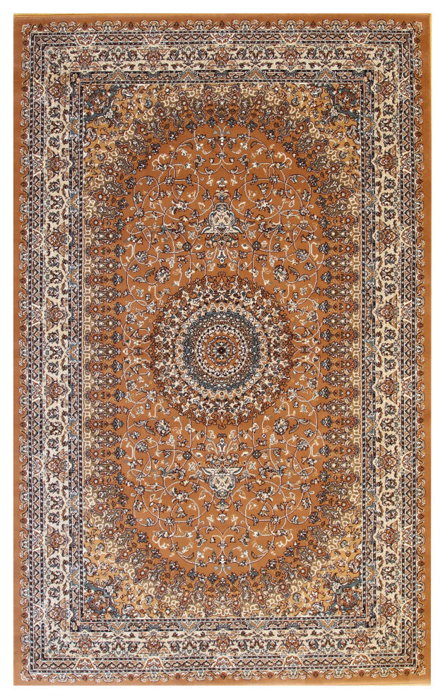 Rust Traditional Oriental Tabriz Area Rug