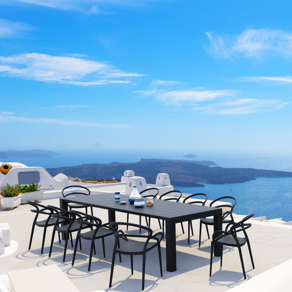 Compamia Mila Extendable Outdoor Dining 11-Piece Set, Black