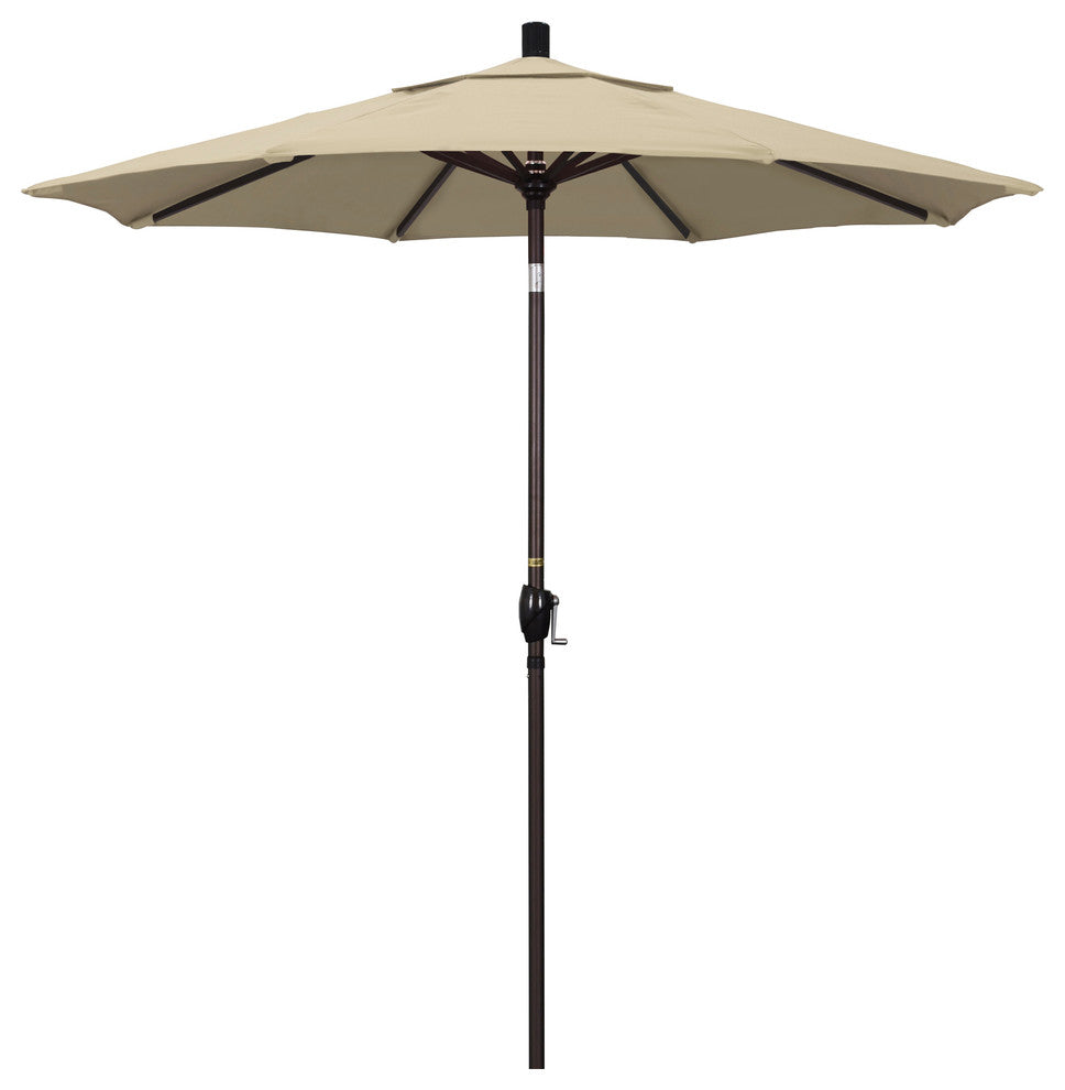 7.5' Bronze Push-Button Tilt Crank Aluminum Umbrella, Beige Pacifica