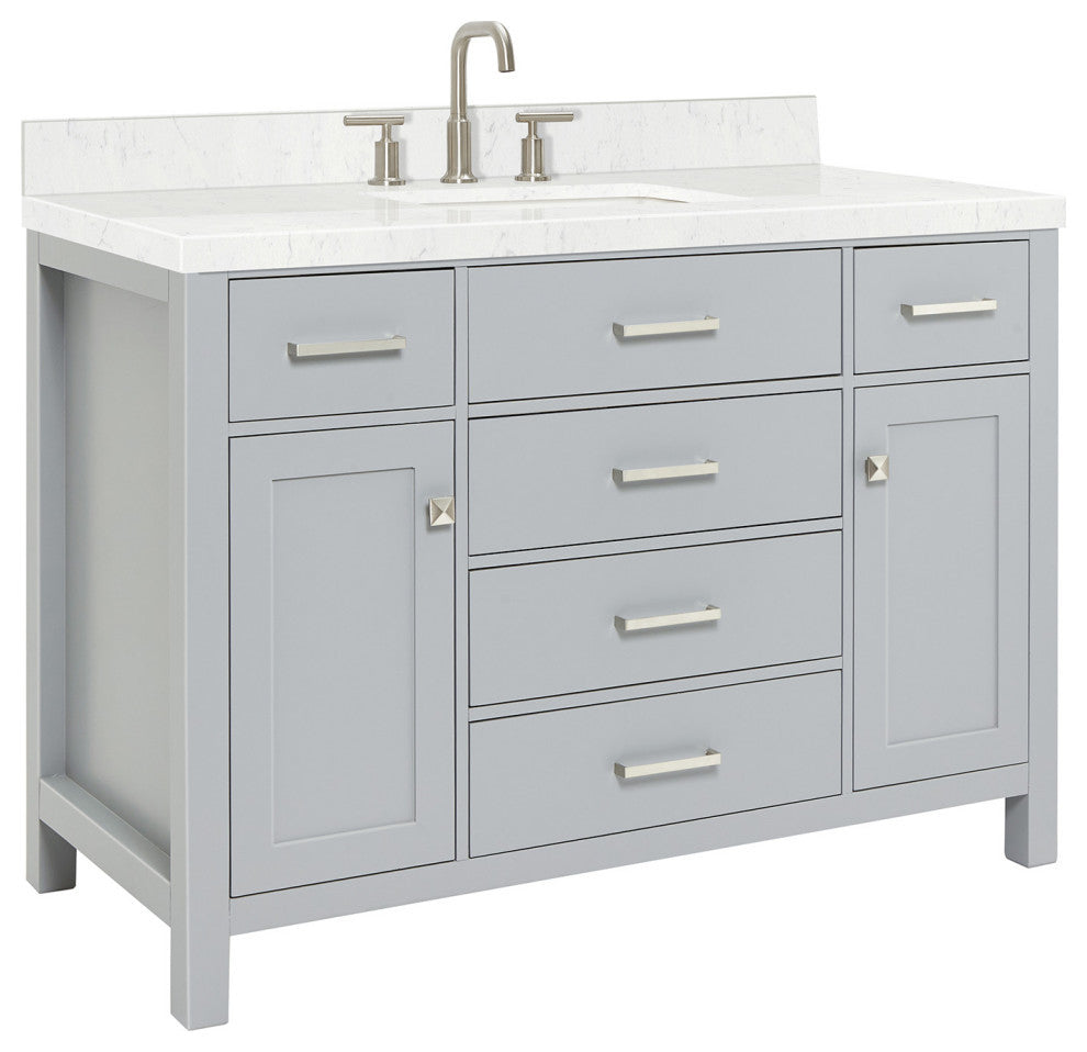 Ariel Bristol 48" Single Rectangle Sink Bathroom Vanity, Carrara Quartz