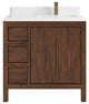 Elizabeth 36 Right Offset Bath Vanity in Dark Walnut Teak 1.5" White Quartz