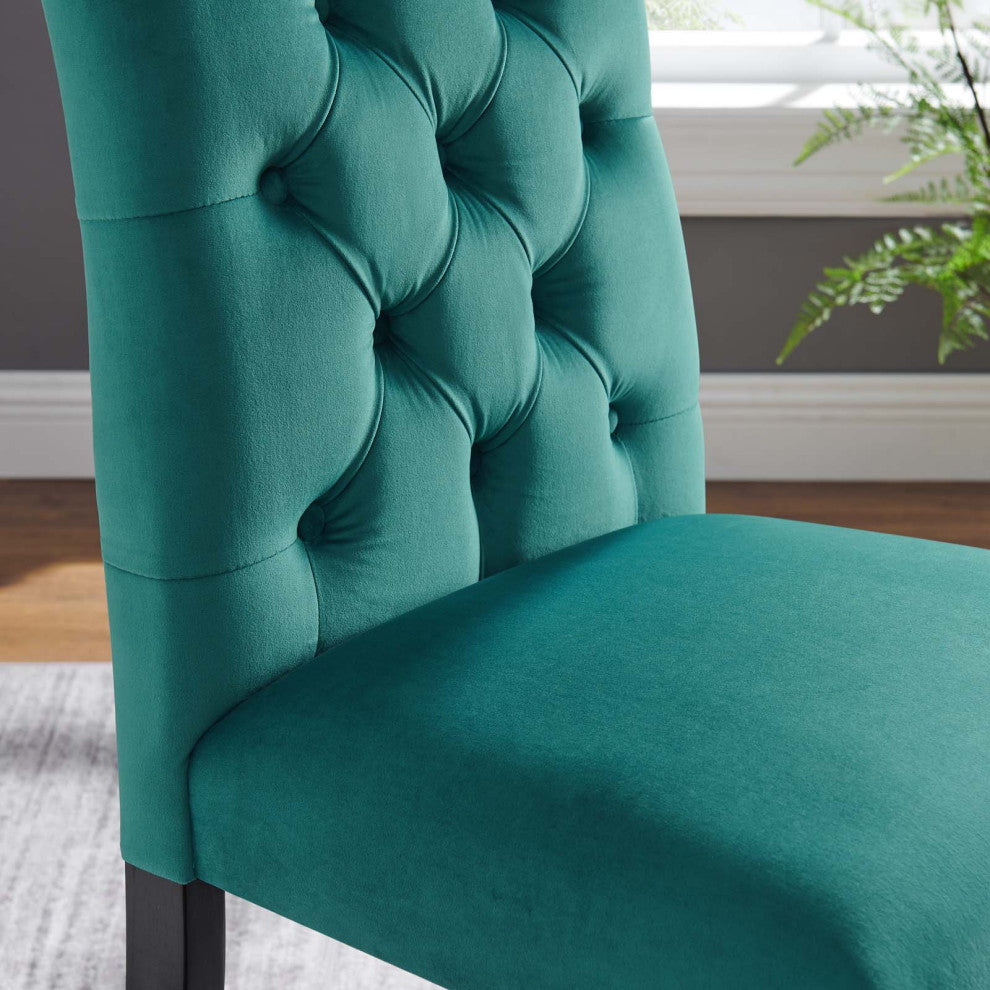 Duchess Performance Velvet Dining Chairs, Set of 2, Teal