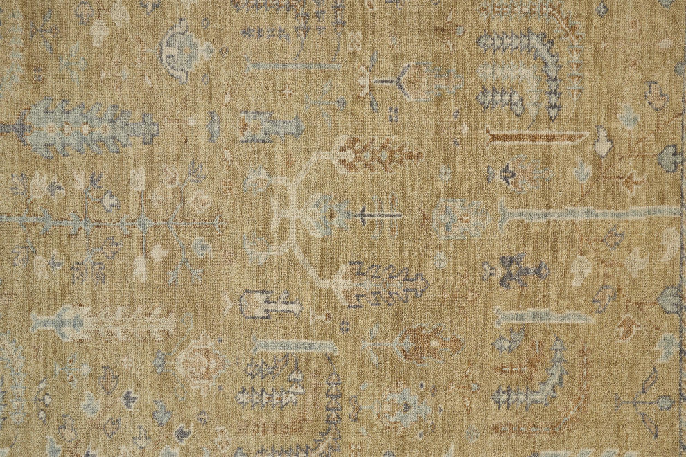 Weave & Wander Irie Gold/Light Blue 3'6"x5'6" Hand Knotted Area Rug