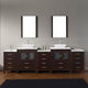 Dior 110" Double Bathroom Vanity, Espresso, White Stone, Chrome Faucets