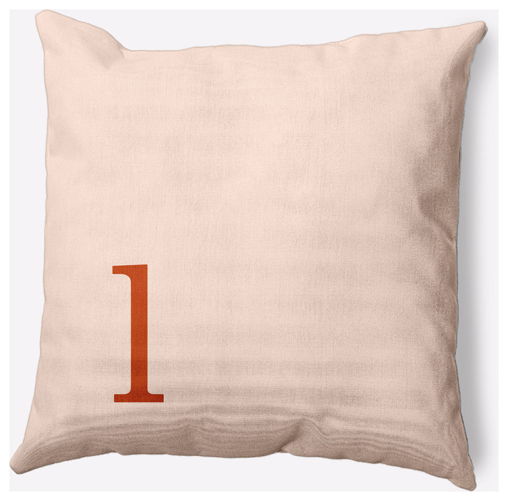 18" x 18" Modern Monogram Indoor/Outdoor Polyester Throw Pillow, Sienna