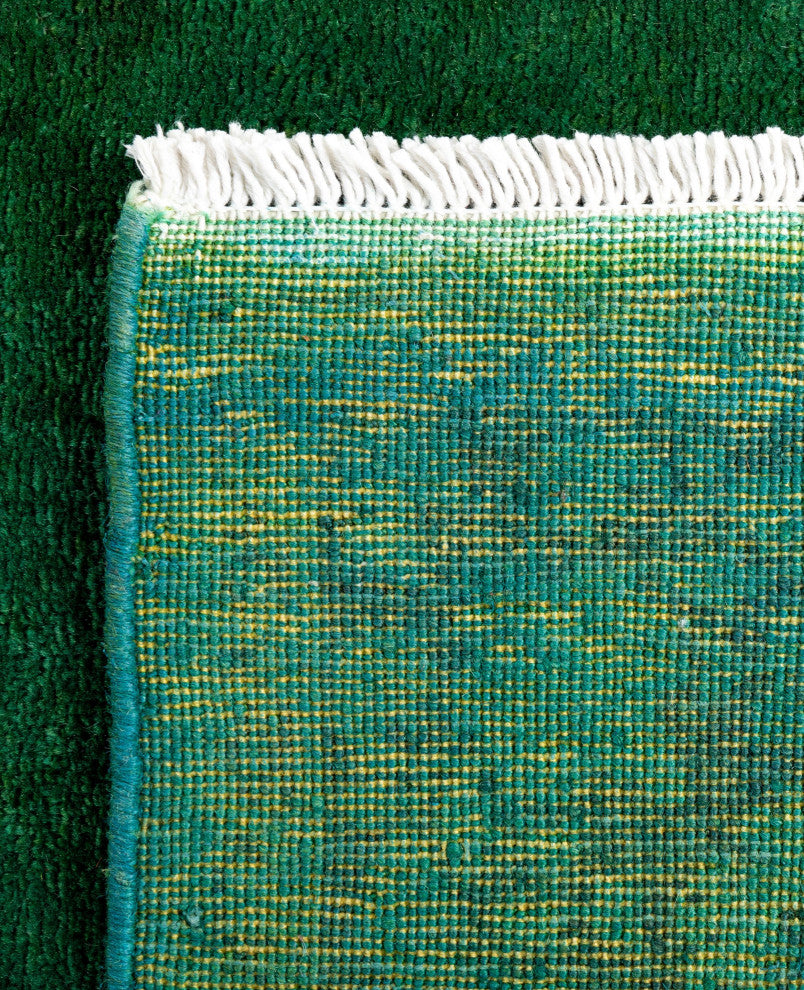 Overdyed One-of-a-Kind Hand-Knotted Area Rug Green, 3' 1" x 5' 3"