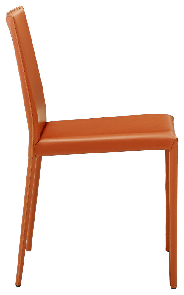 Elite Living Prima, Set of 2, Mid-Century Modern Dining Chair, Orange